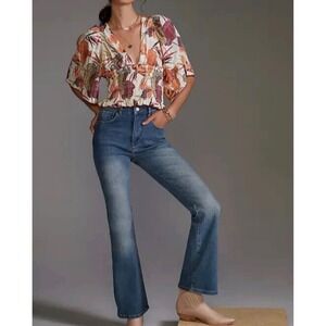 Pilcro Anthropologie Flare Jeans Mid Rise Stretch Blue 28 Bootcut